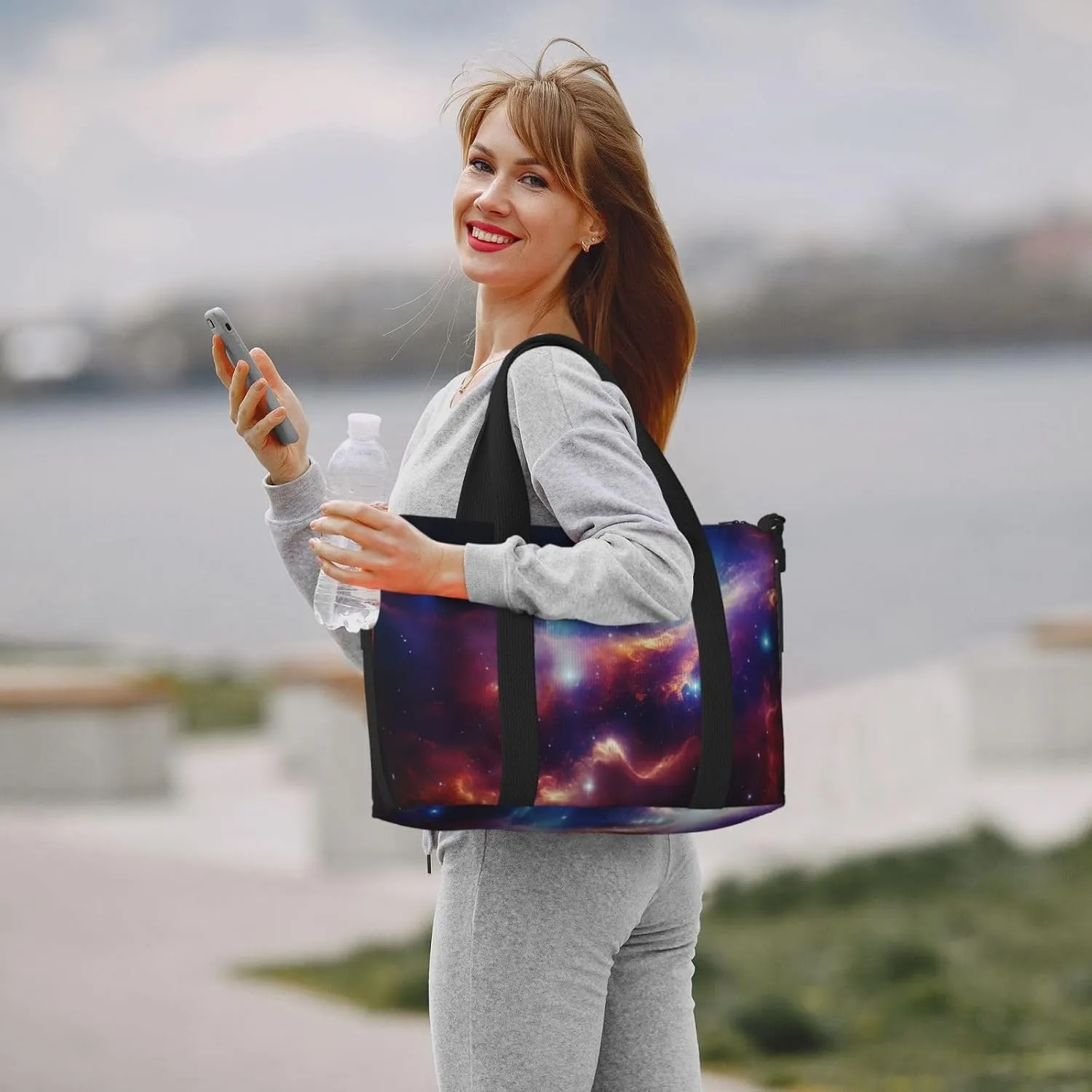 Gym Bag Universe Starry Stars Duffel Bag for Men Women Travel Overnight Bag with Shoe Compartment Workout Bags