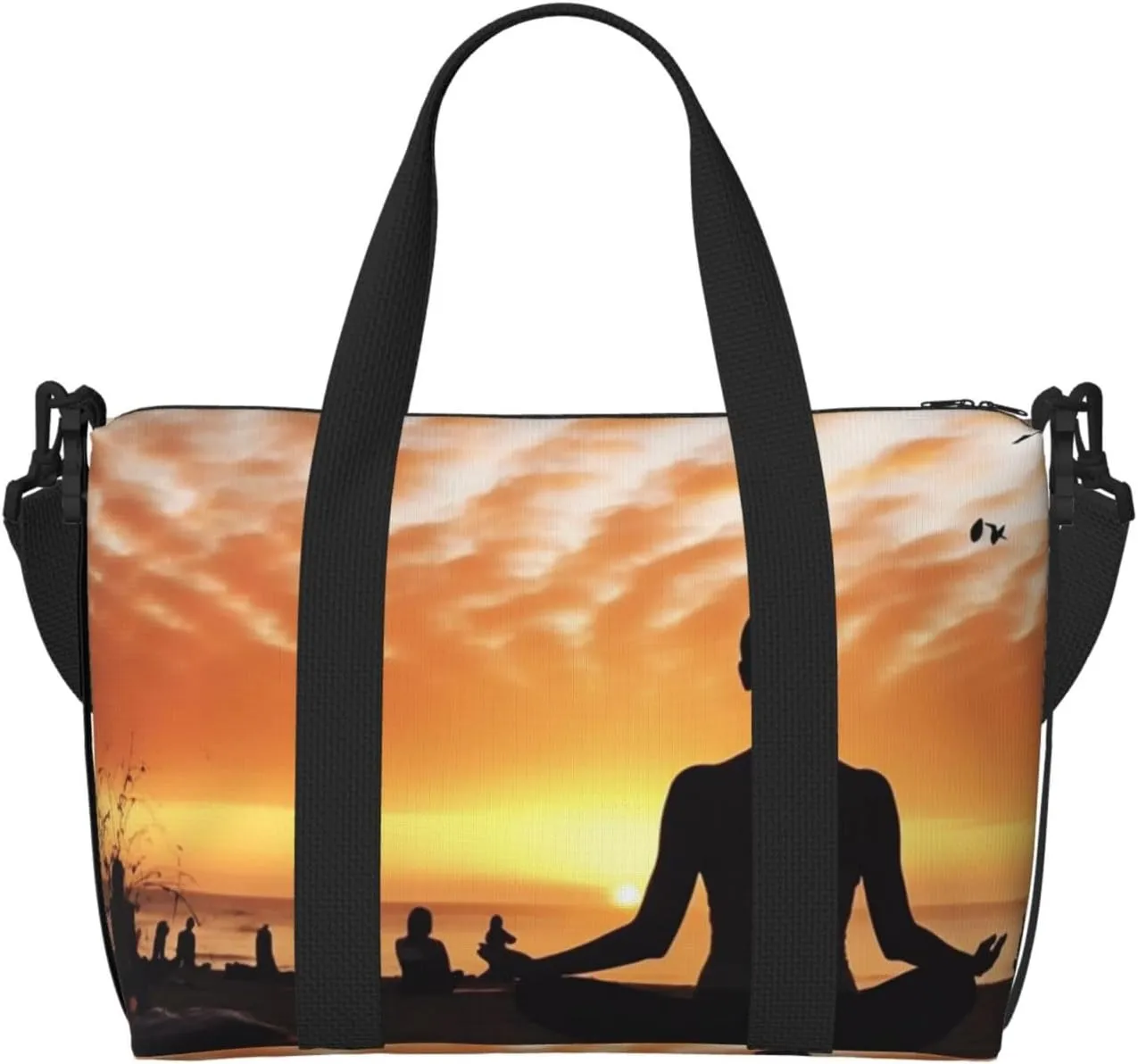 Gym Bag Yoga under Sunset Duffel Bag for Men Women Travel Overnight Bag with Shoe Compartment Workout Bags