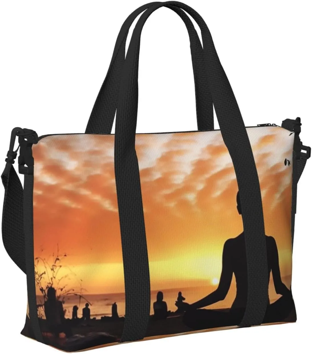 Gym Bag Yoga under Sunset Duffel Bag for Men Women Travel Overnight Bag with Shoe Compartment Workout Bags