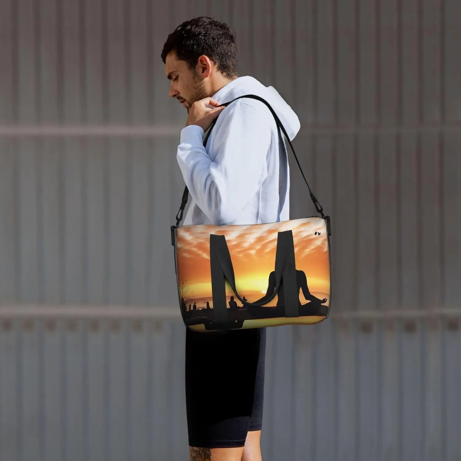 Gym Bag Yoga under Sunset Duffel Bag for Men Women Travel Overnight Bag with Shoe Compartment Workout Bags