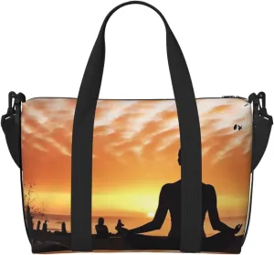 Gym Bag Yoga under Sunset Duffel Bag for Men Women Travel Overnight Bag with Shoe Compartment Workout Bags