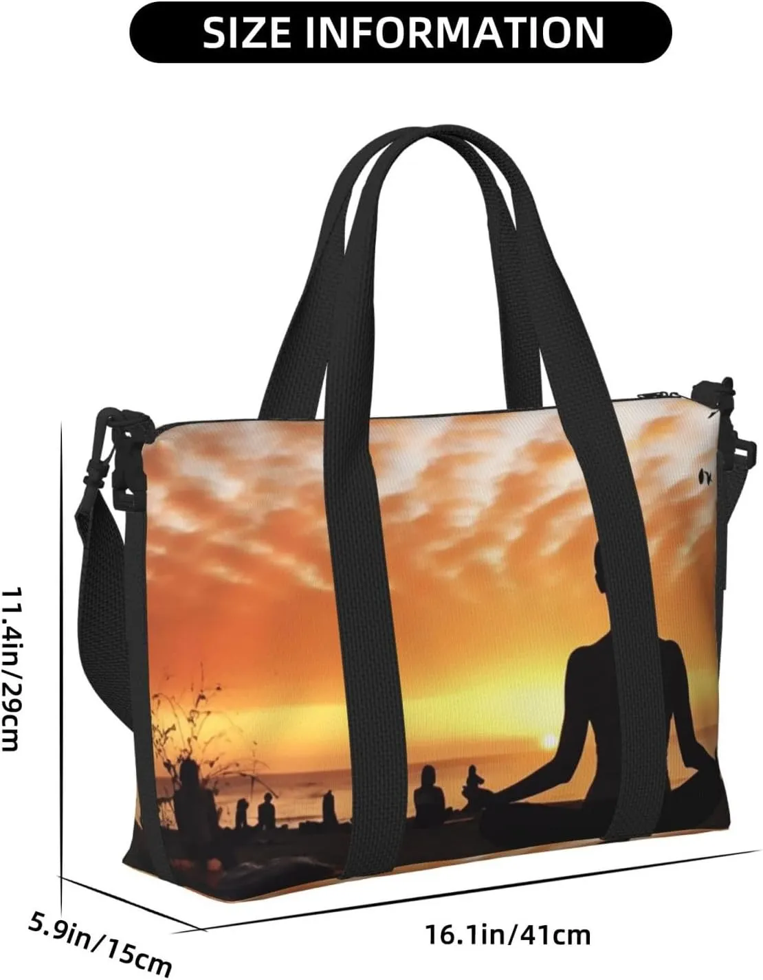 Gym Bag Yoga under Sunset Duffel Bag for Men Women Travel Overnight Bag with Shoe Compartment Workout Bags