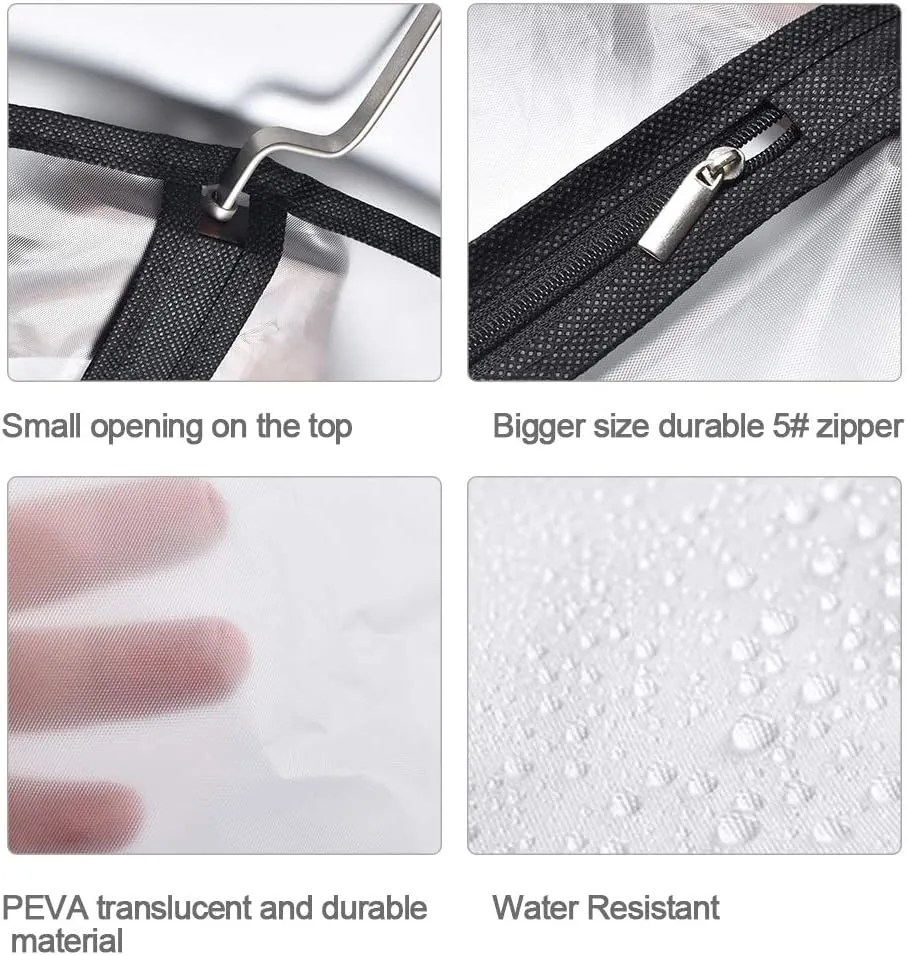 Hanging Garment Bag Hanging Clothes Bags (Set of 12) for Closet Storage Plastic Bag with Zipper for Suit Sweaters Travel Laundry Wardrobe Closet Garment Dust Cover Bags (Black, 24'' x 48'')