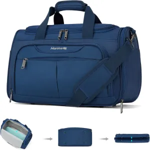 Hanke Foldable Underseat Carry On luggage Bag, Travel Tote Bag for Women & Men, Personal Item Travel Bag Softside Lightweight Luggage Bags for Travel Flight Crew Overnight Weekender.（Blue）