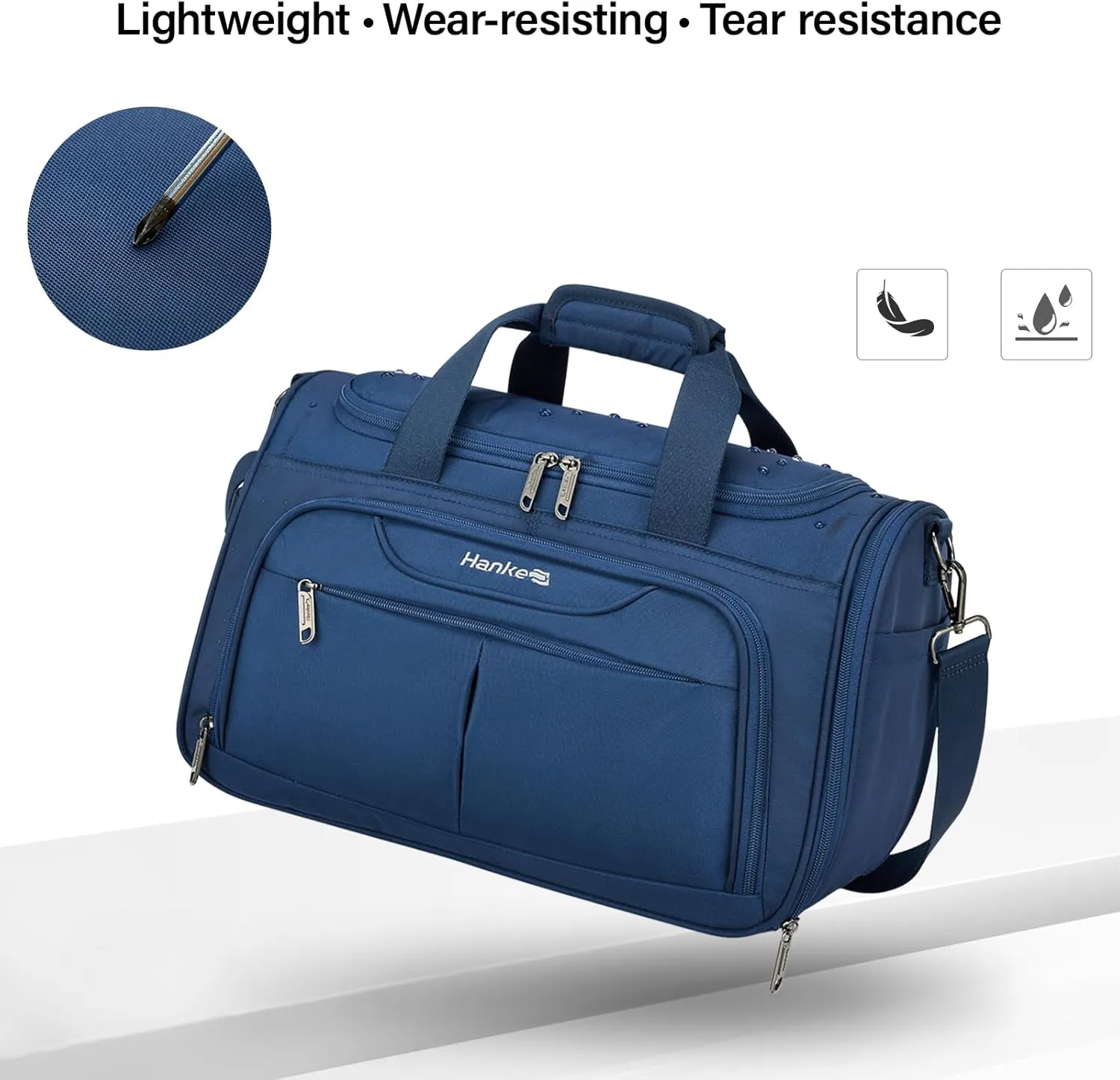 Hanke Foldable Underseat Carry On luggage Bag, Travel Tote Bag for Women & Men, Personal Item Travel Bag Softside Lightweight Luggage Bags for Travel Flight Crew Overnight Weekender.（Blue）