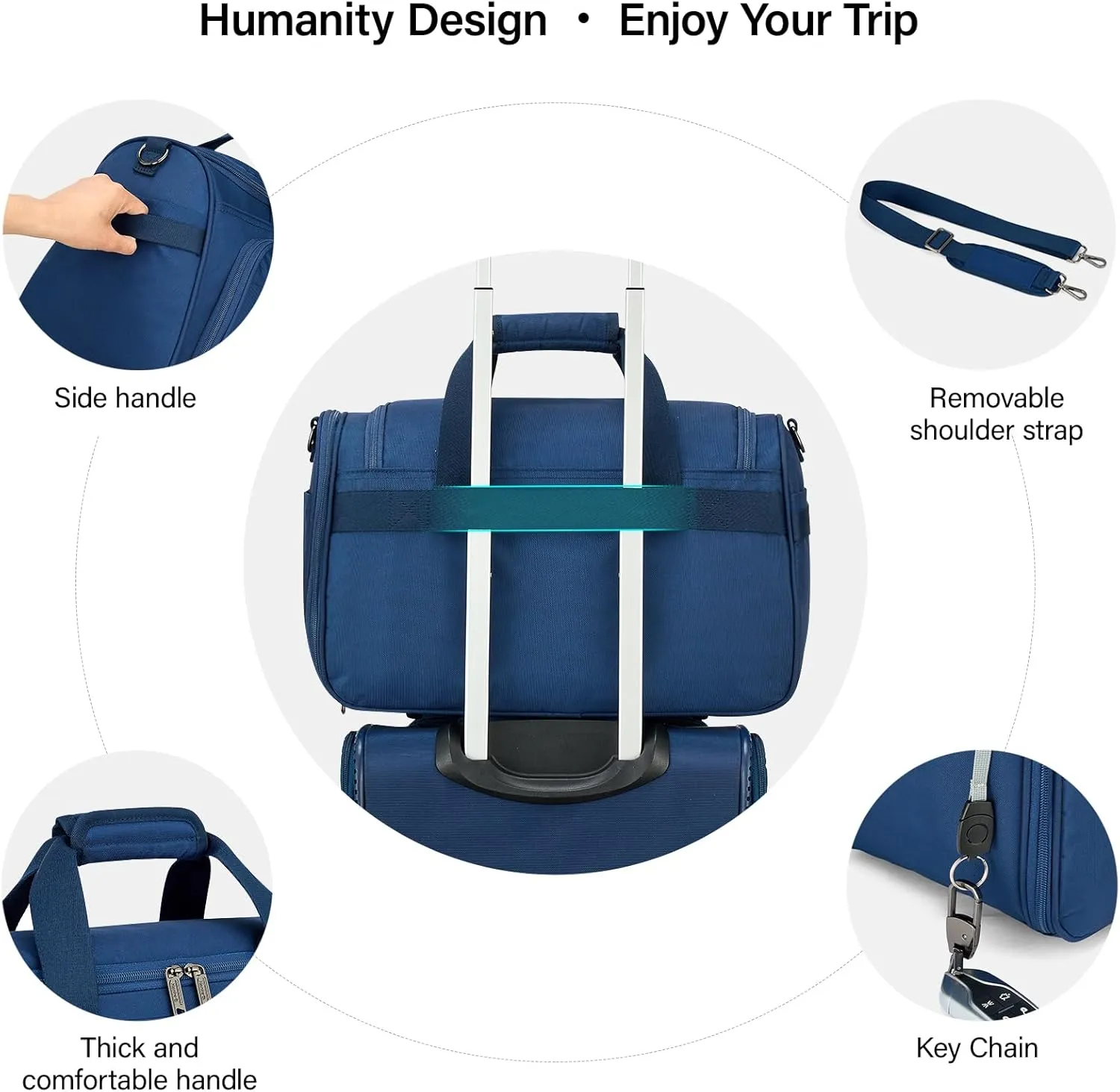 Hanke Foldable Underseat Carry On luggage Bag, Travel Tote Bag for Women & Men, Personal Item Travel Bag Softside Lightweight Luggage Bags for Travel Flight Crew Overnight Weekender.（Blue）