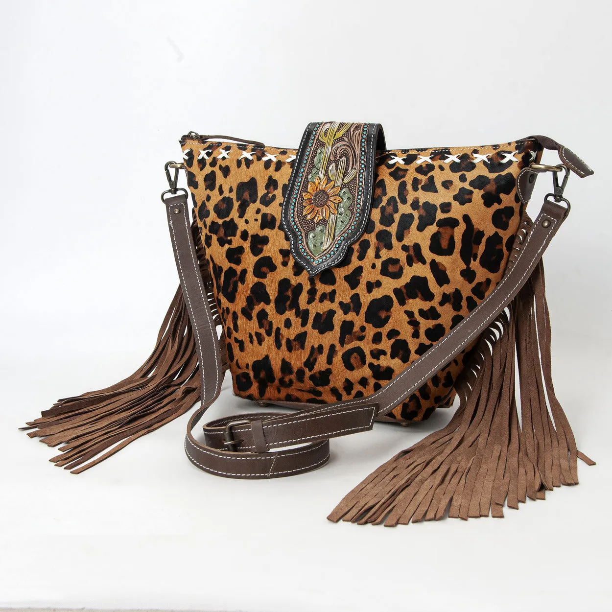 Hazel Jaguar Crossbody Fringe Bag