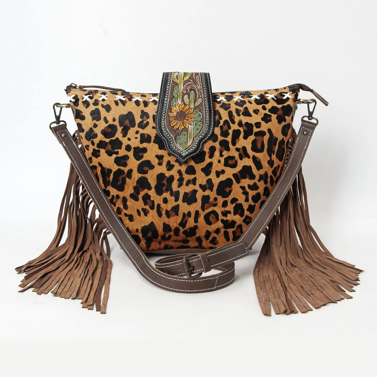 Hazel Jaguar Crossbody Fringe Bag