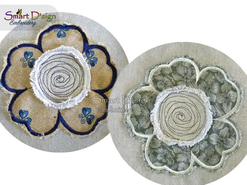 HIBISCUS FLOWER RAW APPLIQUE Embroidery Design