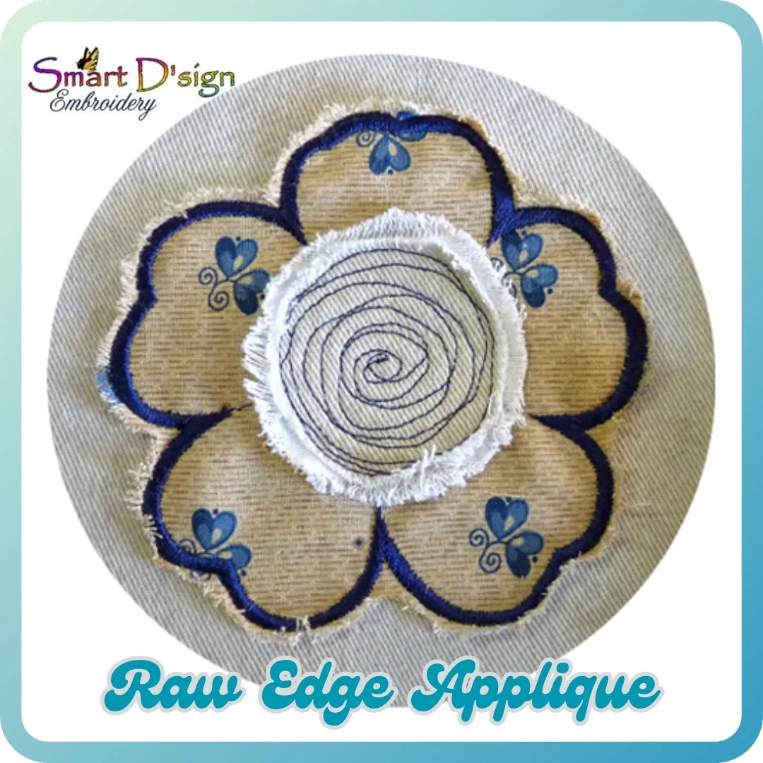 HIBISCUS FLOWER RAW APPLIQUE Embroidery Design