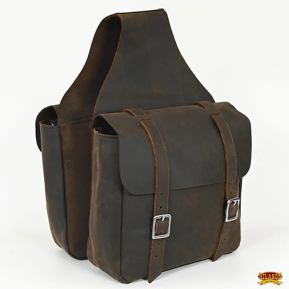 HILASON Soft Leather Horse Saddle Bag Tan | Equestrian Western Leather Saddle Bag | Adjustable Closure Saddle Bag