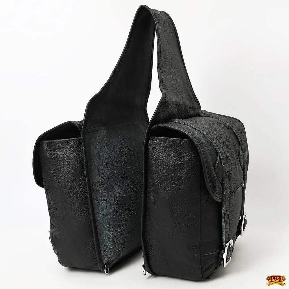 HILASON Soft Leather Horse Saddle Bag Tan | Equestrian Western Leather Saddle Bag | Adjustable Closure Saddle Bag