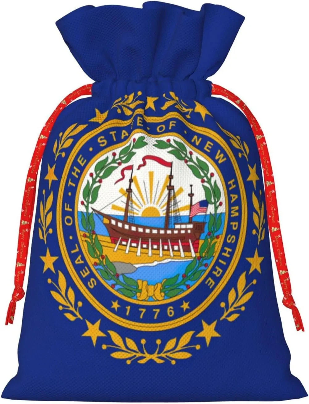 HJKTVDRQ New Hampshire State Flag Print Reusable Gifts Bags Present Wrapping Decorative Bags For Holiday,Christmas,Birthday Presents
