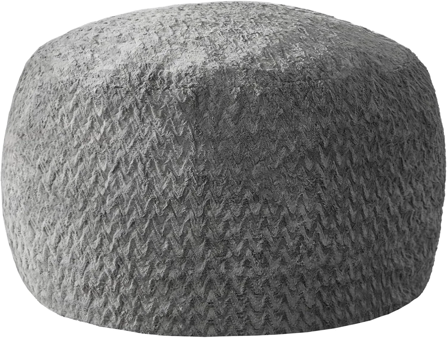 Hobestluk 3ft Bean Bag Chairs for Adults Large Beanbag Chair with Chevron Plush Fur Cover Big Bean Bag Chair for Living Room Bedroom Dorm Office - Grey (36” x 36” x 22”)