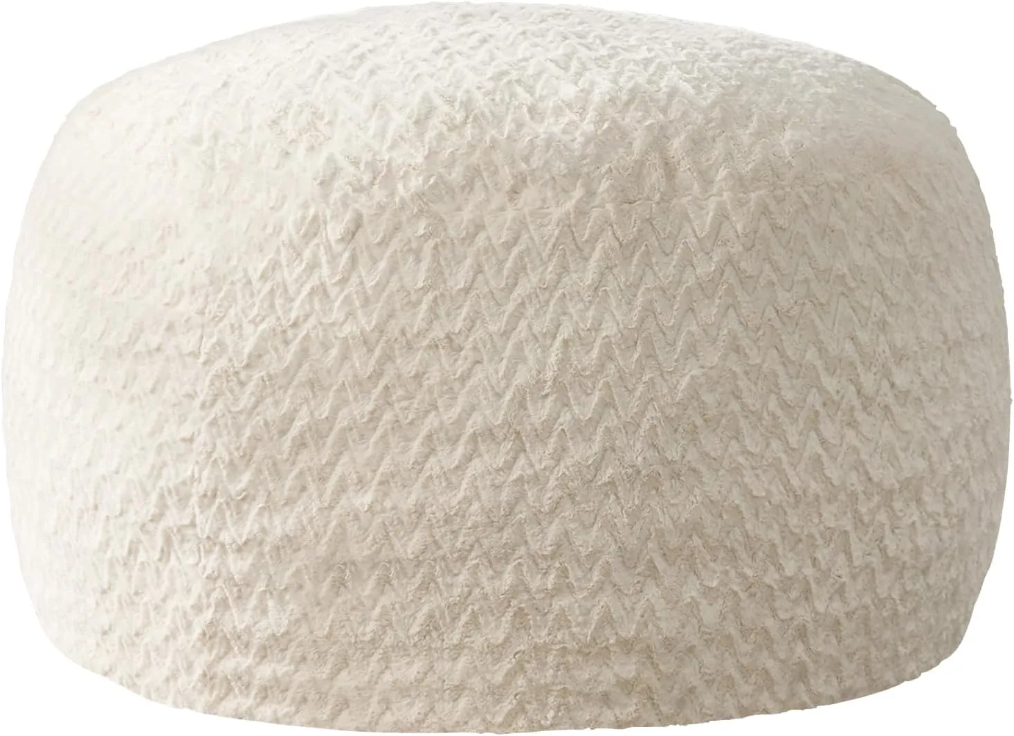 Hobestluk 3ft Bean Bag Chairs for Adults Large Beanbag Chair with Chevron Plush Fur Cover Big Bean Bag Chair for Living Room Bedroom Dorm Office - White (36” x 36” x 22”)
