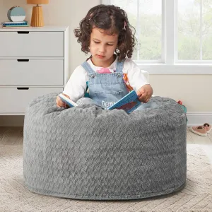Hobestluk Bean Bag Chairs 2.5FT Bean Bag Chair with Memory Foam Filled & Chevron Plush Fur Cover Small Bean Bag Chairs for Playroom, Living Room, Bedroom (Grey)