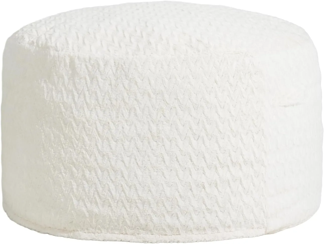 Hobestluk Bean Bag Chairs 2.5FT Bean Bag Chair with Memory Foam Filled & Chevron Plush Fur Cover Small Bean Bag Chairs for Playroom, Living Room, Bedroom (White)