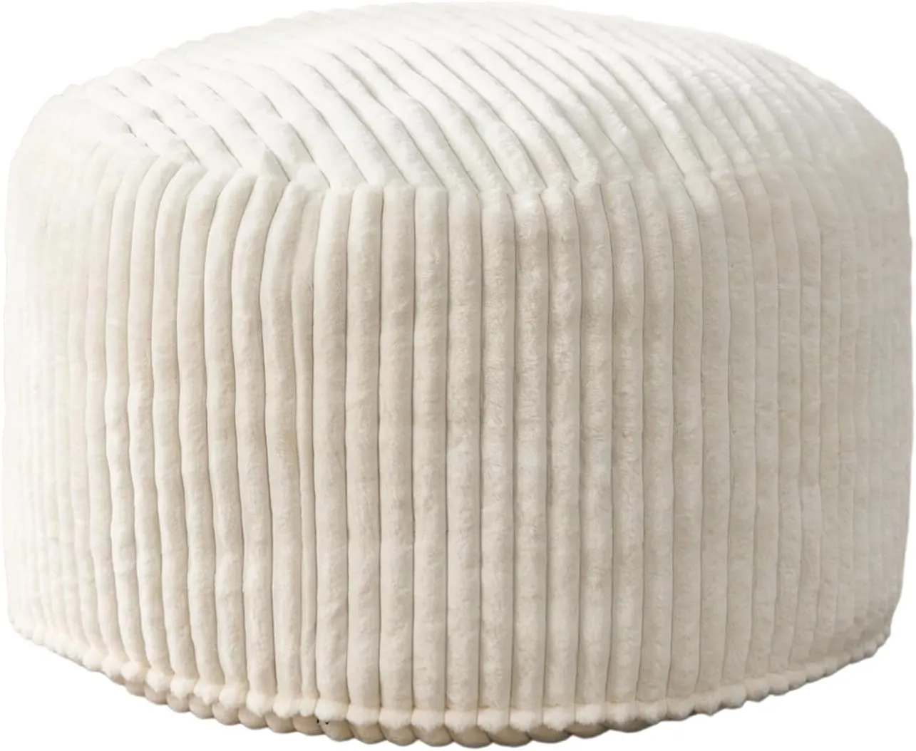 Hobestluk Bean Bag Chairs 2.5FT Bean Bag Chair with Memory Foam Filled & Stripe Plush Cover Small Bean Bag Chairs for Playroom, Living Room, Bedroom (White)