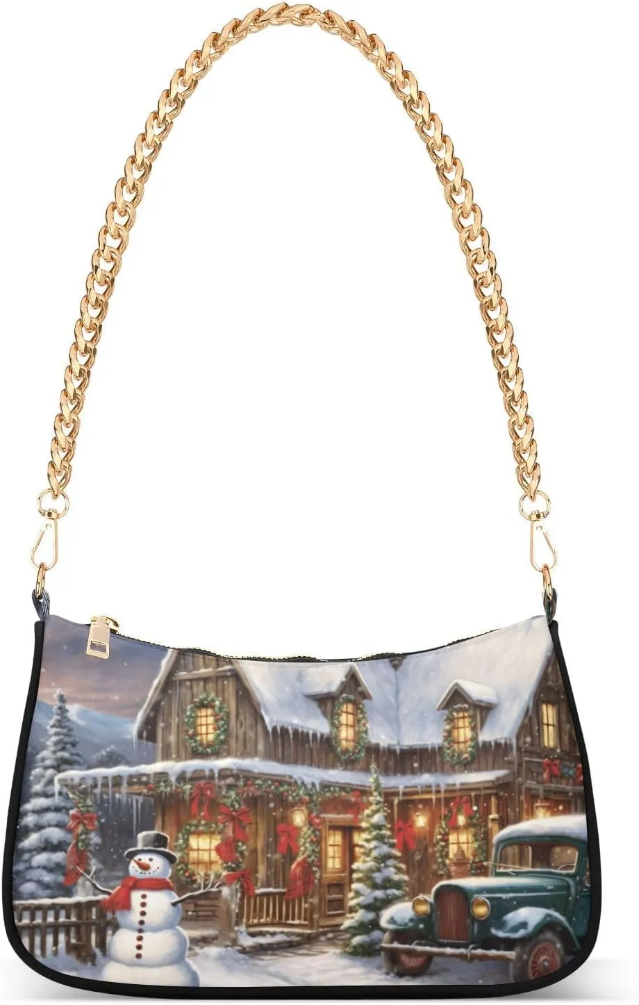 Hobo Bags for Women Snowman Snow Christmas Tote Purses Small Handbags with Chain 20848167