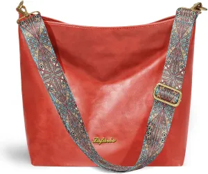 Hobo Bags for Women Tote Bag Hobo Purse Vintage Bucket Bags Womens Vegan Leather Guitar Strap Purse