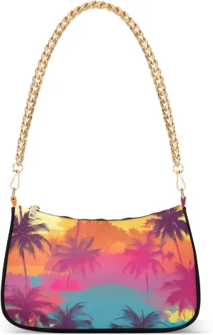 Hobo Bags for Women Tropical Palm Tote Purses Small Handbags with Chain 20853165