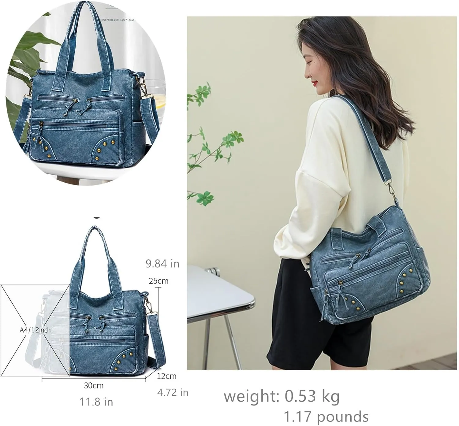 Hobo Handbag and Purses for Women,Top Handle Satchel Purse Tote Shoulder Bags Faux Leather for Ladies