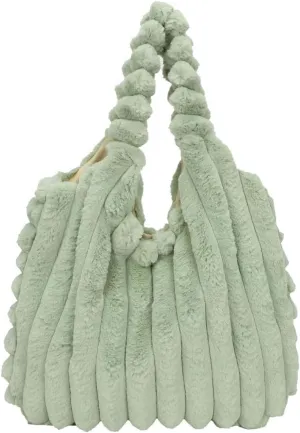 Hobo Tote Bag Fuzzy Faux Fur Cute Casual Clutch Women's Fluffy Tote Handbag Fleece Sherpa Shoulder Bag