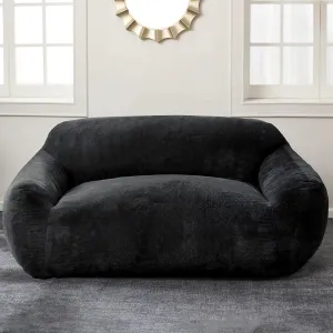 Homguava Bean Bag Sofa, Giant Bean Bag Chair for Adults, Bean Bag Couch Foam Stuffed Floor Sofa with Soft Faux Fur Cover & Wide Armrests BeanBag Lazy Sofa for Bedroom,Living Room,Apartment (Black)