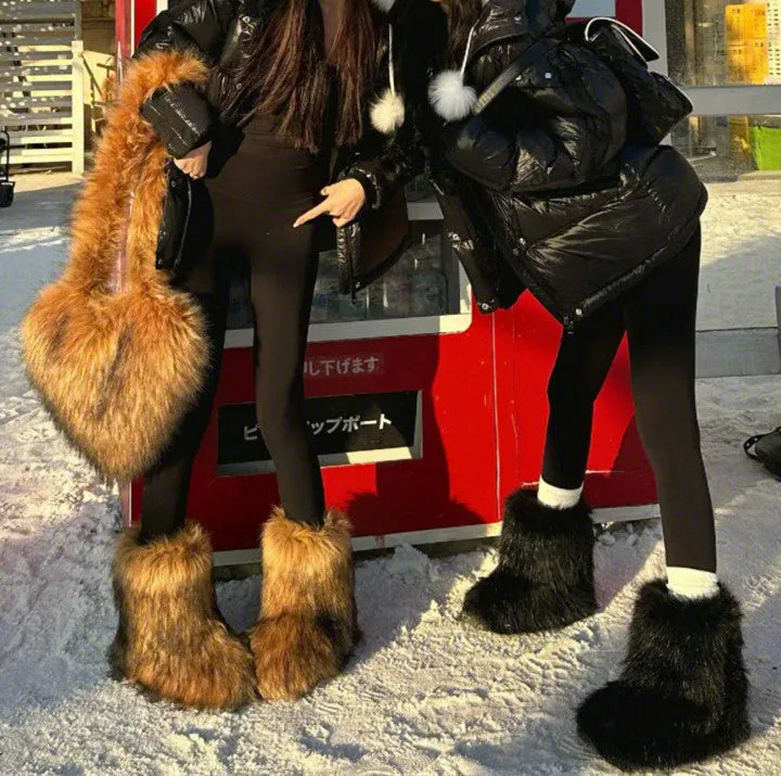 Hot selling solid color fur two-piece set(shoes and bags) HPSD325