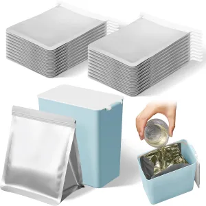 Hushee Set of 26 Grease Container for Kitchen with 25 Pcs Foil Liners Disposable Grease Bags, 1 Pcs Storage Bin, Cooking Oil Container Help Stop Kitchen Drains from Getting Clogged (Blue)