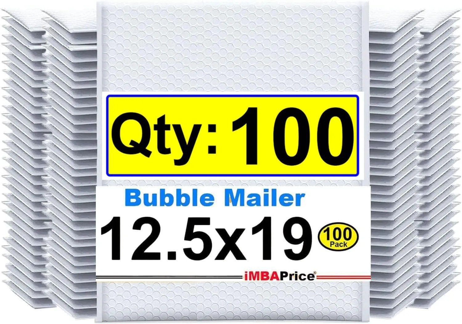 iMBAPrice 12.5x19 Inches White Color Polybubble Bag, 100-Pack Large Size #6 Self Seal Poly Bubble Mailers Padded Packing Envelopes (Total 100 Bags)