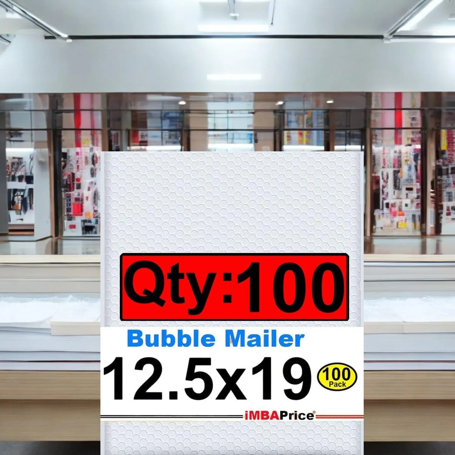 iMBAPrice 12.5x19 Inches White Color Polybubble Bag, 100-Pack Large Size #6 Self Seal Poly Bubble Mailers Padded Packing Envelopes (Total 100 Bags)