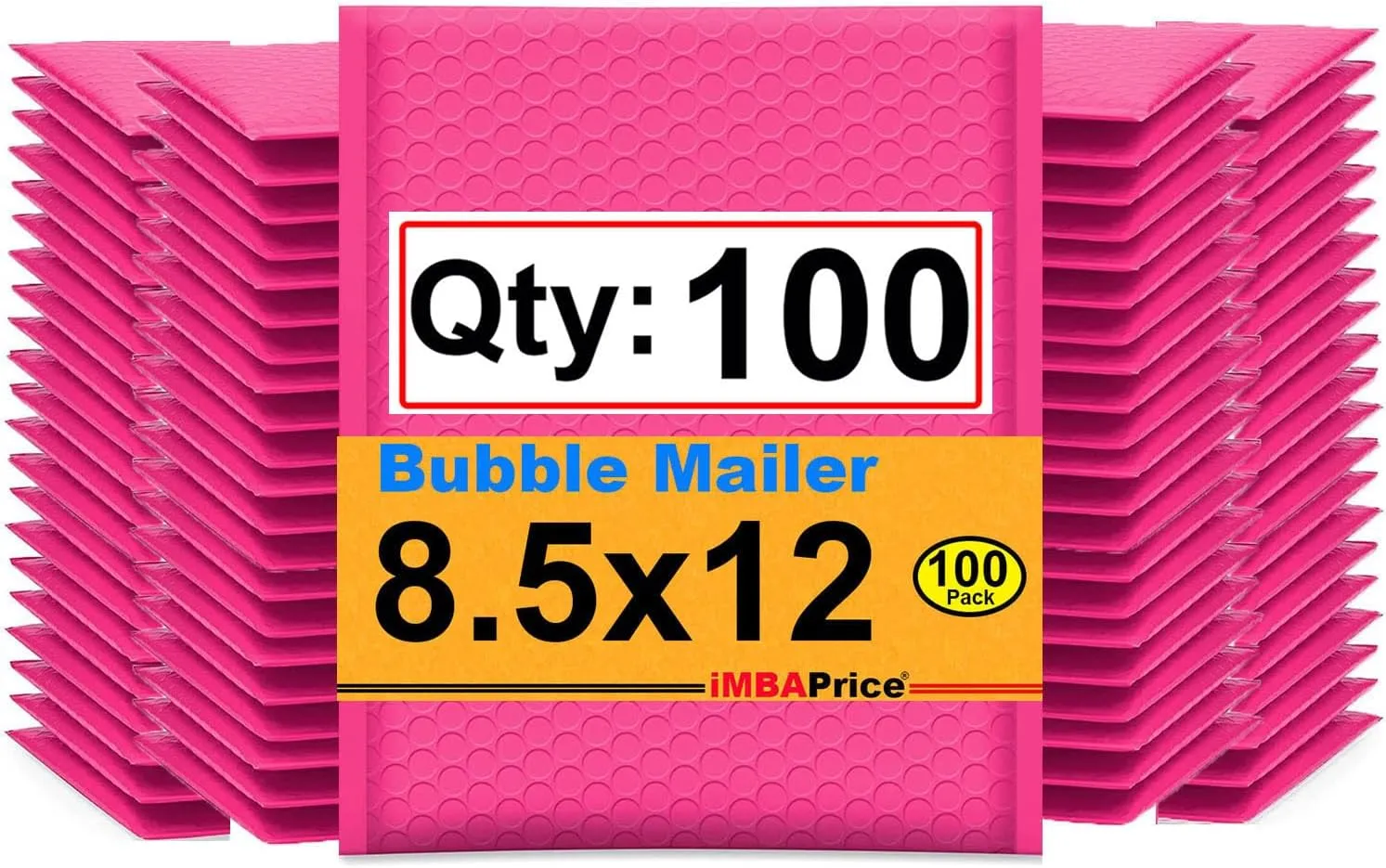 iMBAPrice 8.5x12 Inches Hot Pink Color Polybubble Bag, 100-Pack Medium Size #2 Self Seal Poly Bubble Mailers Padded Packing Envelopes (Total 100 Bags)