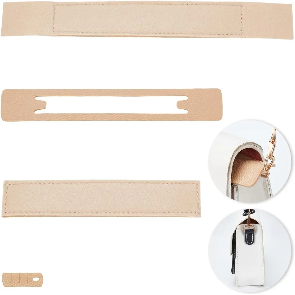 INFUNLY Khaki Leather Base Shaper Set of 4 for Purse WOC, Rectangle Clutch Bag, Bottom Pads, Felt Base Shaper, Saver, Purse Chain Protective Sheet for Wallet on Chain Bags, Handbag