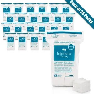 Intrinsics Cotton Filled Gauze - Petite - 2" X 2" - 100% Naturelle Cotton / 200 Count per Resealable Bag X 25 Bags = Case of 5,000 Cotton Filled Gauze Wipes