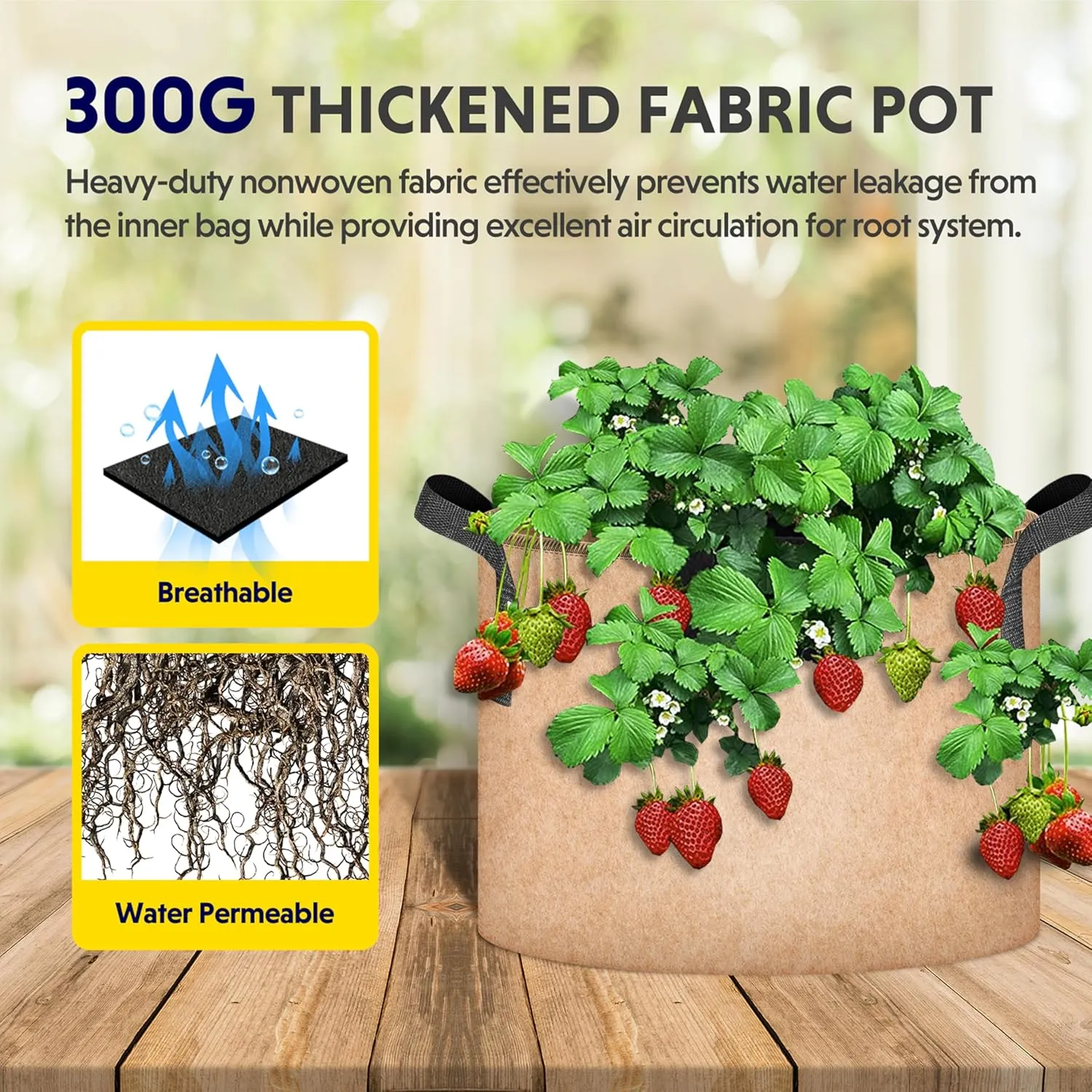 iPower 12-Pack 5 Gallon Grow Bags Heavy Duty Thickened Aeration Nonwoven Fabric Pots with Nylon Handles, for Planting Vegetables, Fruits, Flowers, Tan