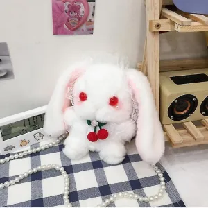 Japanese Magic Lolita Bunny Shoulder Bag For Girls Cosplay Red Eye Plush Lace