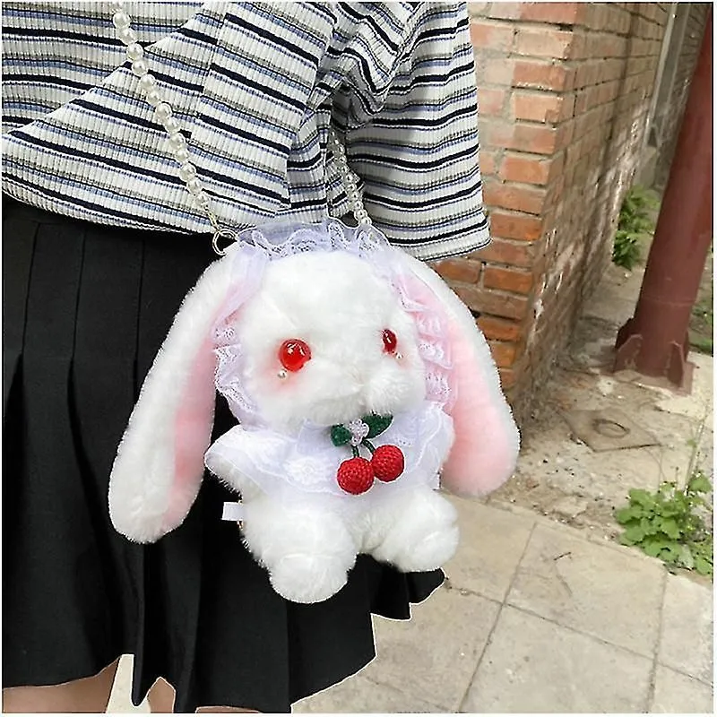 Japanese Magic Lolita Bunny Shoulder Bag For Girls Cosplay Red Eye Plush Lace