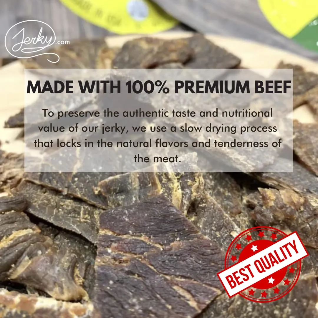 Jerky.com Beef Jerky Variety Sampler Pack Original, Black Pepper, Teriyaki, Sweet & Spicy, Hot - Flavorful Meat Snack - Made with Premium Beef, No Added MSG - Healthy Protein Snack Gifts for Men (5 Flavors - 1 oz. bags)