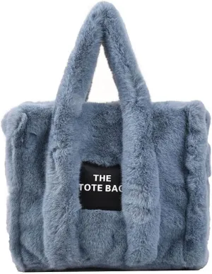 JHTPSLR Fuzzy Tote Bag for Women Winter Furry Handbag Light Academia Aesthetic Stuff