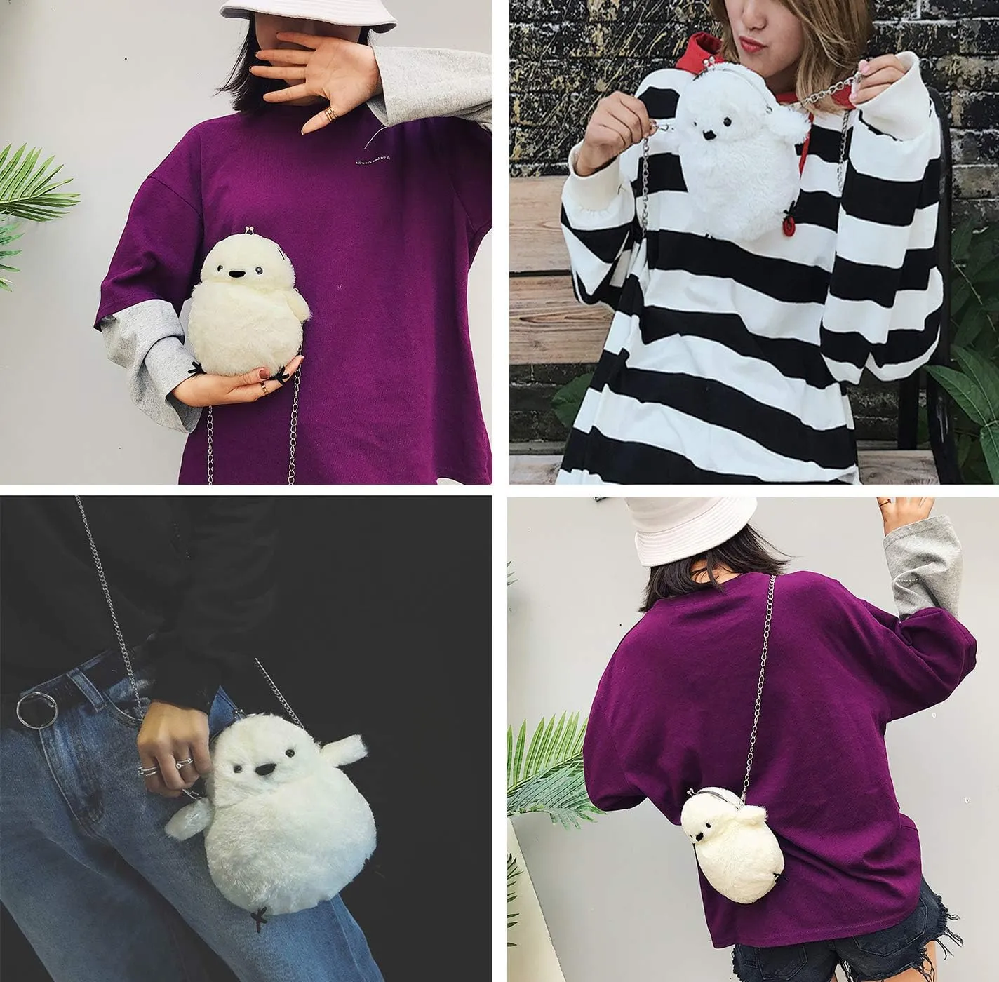JHVYF Women Cute Plush Crossbody Bag Chic Small Shoulder Purse Cell Phone Wallet For Girls