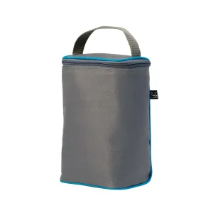 J.L. Childress TwoCOOL Breastmilk Cooler - Double Baby Bottle & Food Bag - Ice Pack Included - Fits 2-4 Bottles - Insulated & Leak Proof Breastmilk Cooler Bag for Travel - Grey/Teal