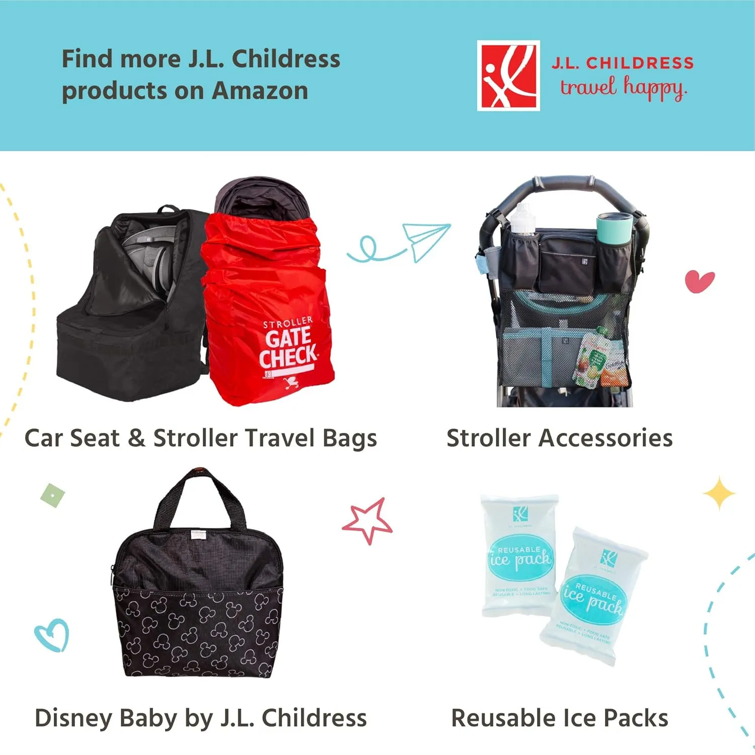 J.L. Childress TwoCOOL Breastmilk Cooler - Double Baby Bottle & Food Bag - Ice Pack Included - Fits 2-4 Bottles - Insulated & Leak Proof Breastmilk Cooler Bag for Travel - Grey/Teal