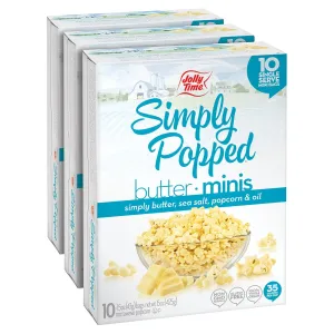 Jolly Time Simply Popped Butter Minis, Lightly Salted Microwave Popcorn, 1.5oz Personal Bag, 10 Bags Per Carton (1.5 Ounce (Pack of 30))