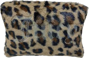 Juicy Couture Women's Cosmetics Bag - Travel Makeup and Toiletries Clutch Wedge Pouch, Leopard Print Fur