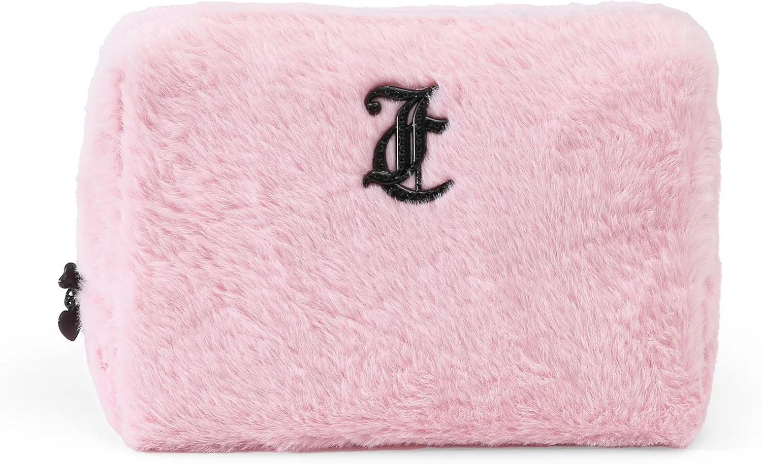 Juicy Couture Women's Cosmetics Bag - Travel Makeup and Toiletries Clutch Wedge Pouch, Pink Long Fur