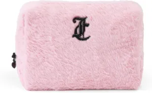 Juicy Couture Women's Cosmetics Bag - Travel Makeup and Toiletries Clutch Wedge Pouch, Pink Long Fur