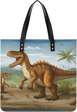 Jurassic Period Dinosaur Leather Handbags Crossbody Bags for Women Trendy Vegan Purses Shoulder Handbags with Wide Shoulder Strap And Zipper