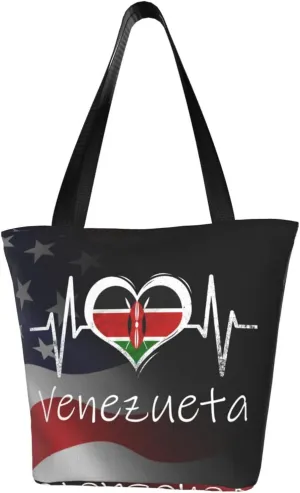 Kenya Flag Heartbeat Fashion Shoulder Bag Large Capacity For Man Or Woman