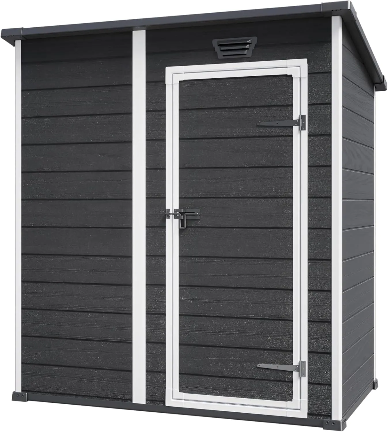 Keter Essential Shed 6x4 Resin Outdoor Storage Shed Ideal Storage for Patio Furniture, Garden Tools Bike Accessories, Beach Chairs and Lawn Mower, Black and White